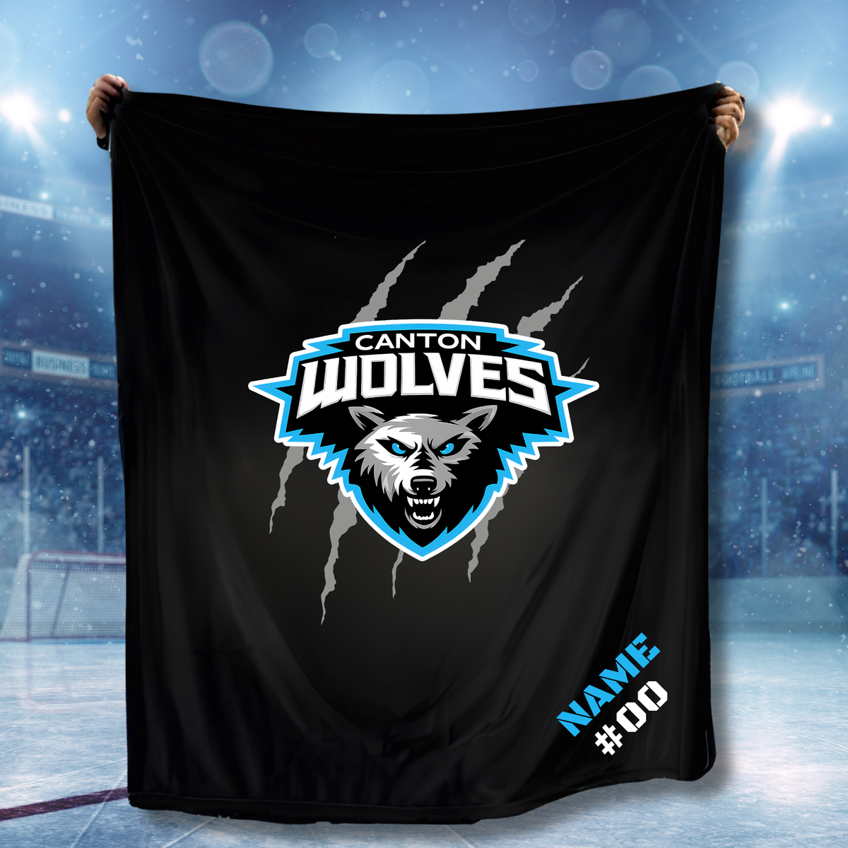 Canton Wolves Hockey Personalized Fleece Sweatshirt Blanket