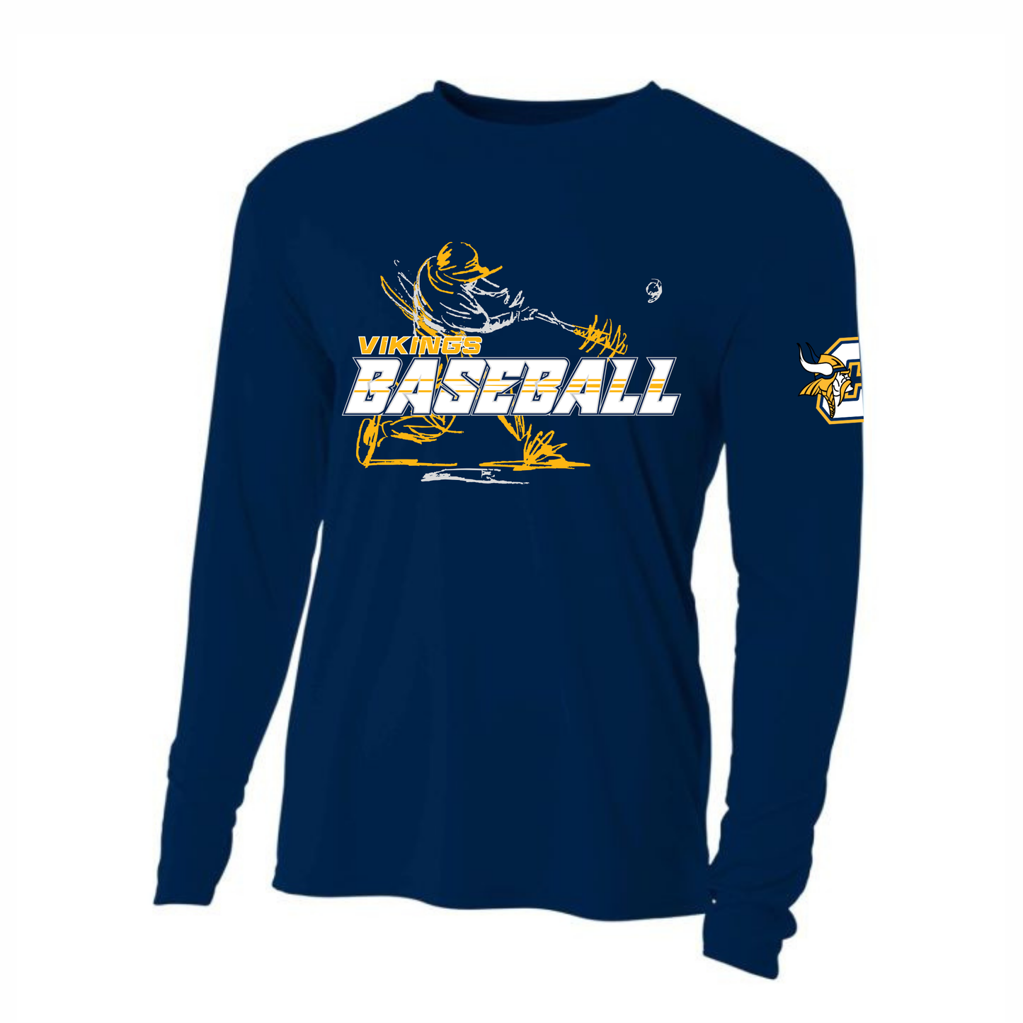 Long-Sleeve DRI-FIT Cadillac Vikings Baseball ADULT T-Shirt (Cooling Performance T-Shirt)