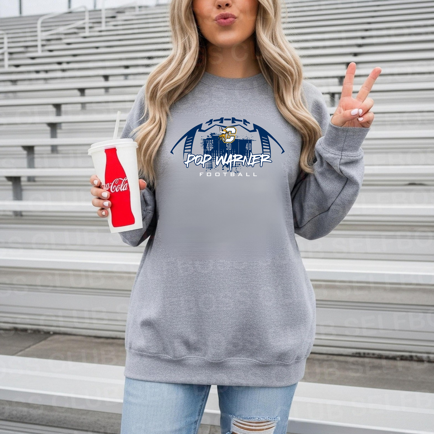 Vikings Pop Warner Football UNISEX Crewneck Sweatshirt - SPORT GREY