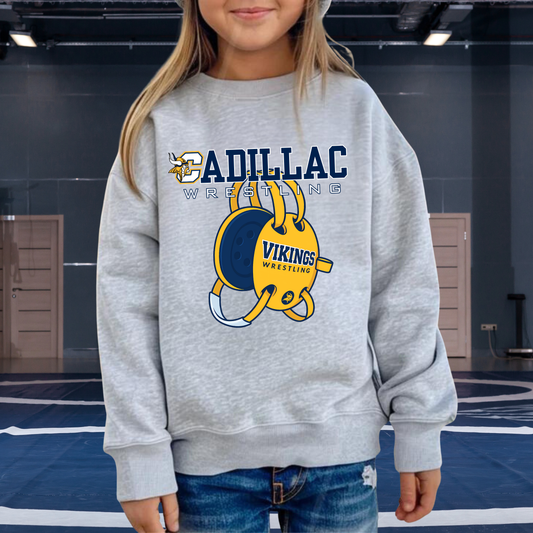 Cadillac Vikings Wrestling YOUTH Crewneck Sweatshirt