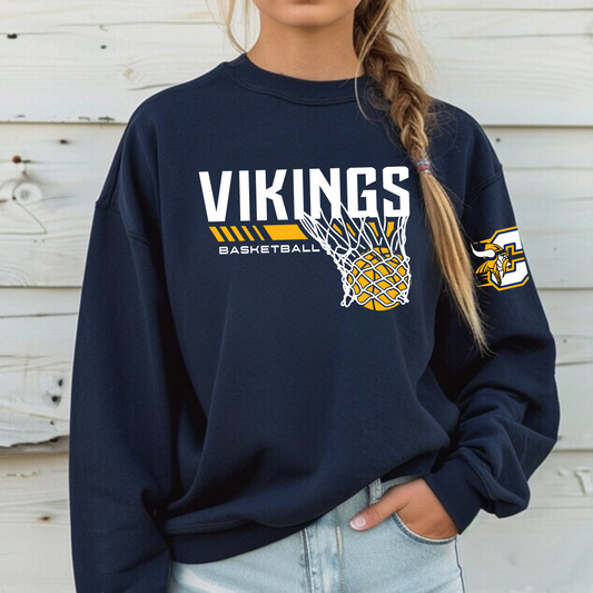 Cadillac Vikings Basketball ADULT Crewneck Sweatshirt