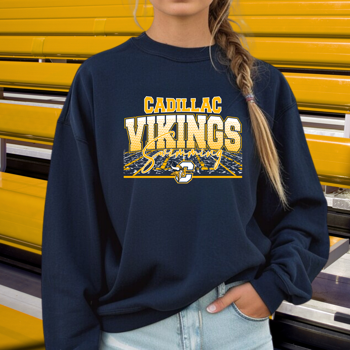 Cadillac Vikings Swim UNISEX Crewneck Sweatshirt