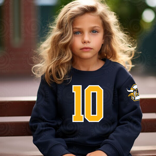 Vikings Varsity Number YOUTH Crewneck Sweatshirt