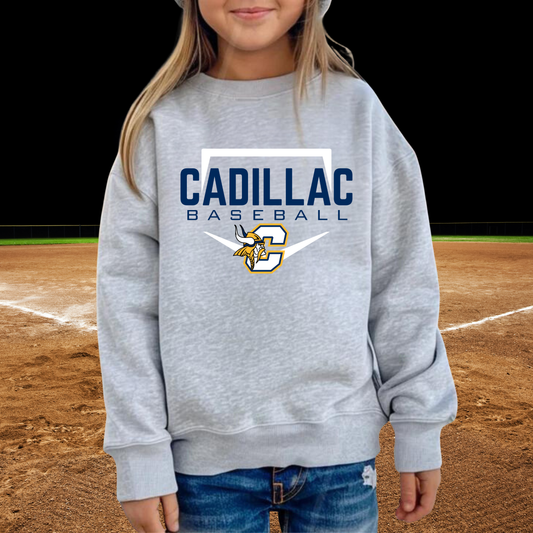 Cadillac Vikings Baseball Unisex YOUTH Crewneck Sweatshirt