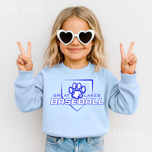 Great Lakes Cougars Baseball Unisex YOUTH Crewneck Sweatshirt