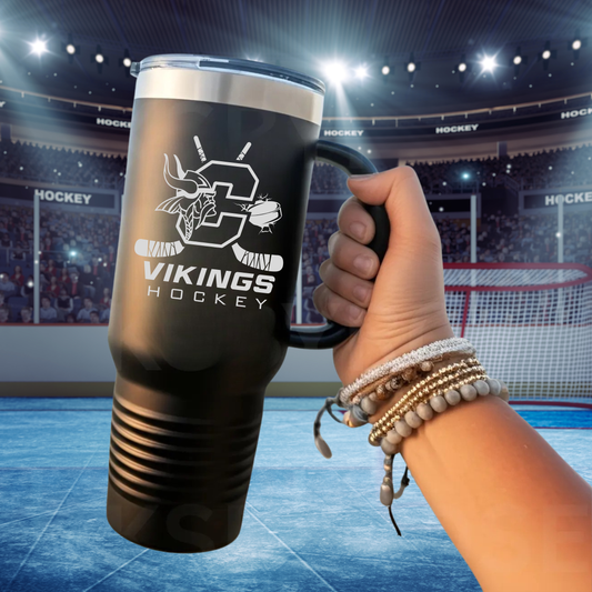 Cadillac Vikings HOCKEY 40 oz Tumbler w/Lid - BLACK