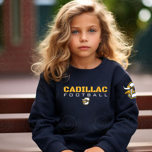 Cadillac Vikings Football YOUTH Unisex Crewneck Sweatshirt