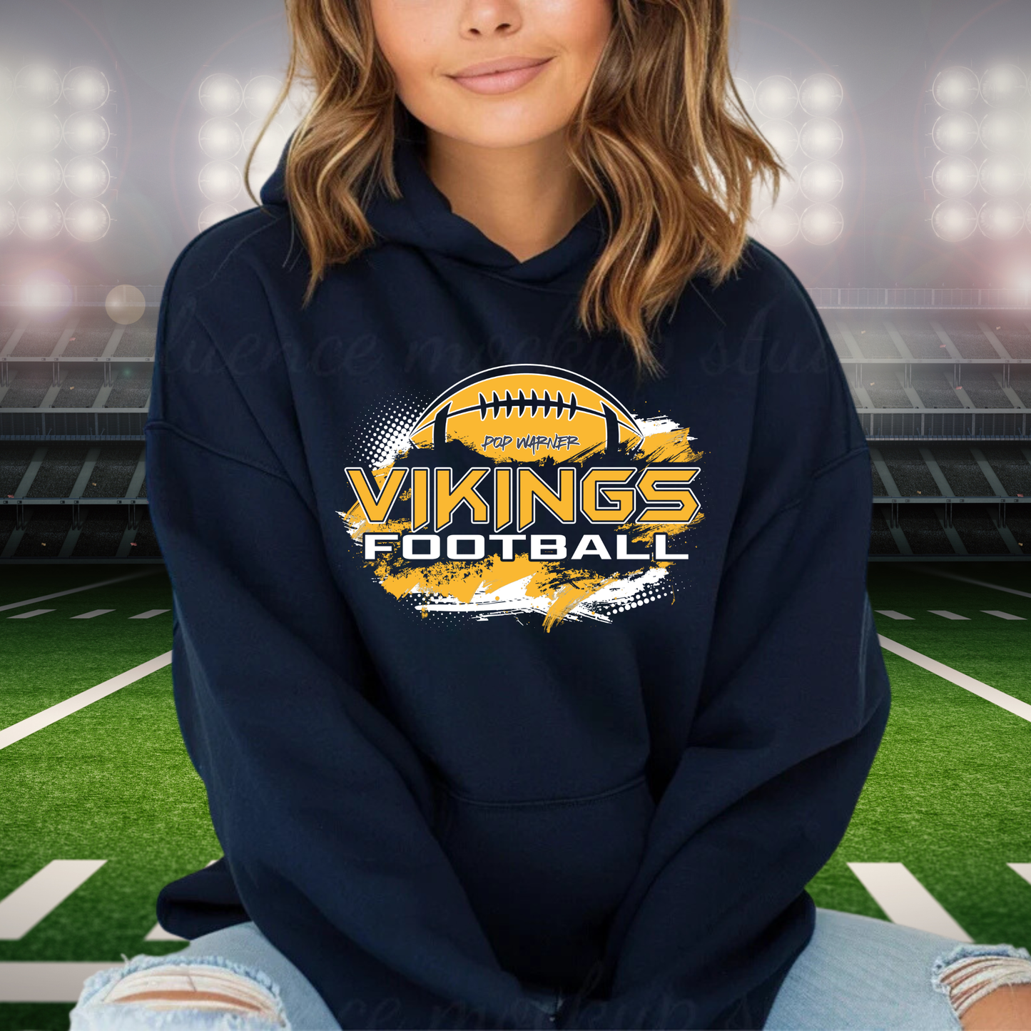 Vikings Pop Warner Football UNISEX Hoodie - NAVY