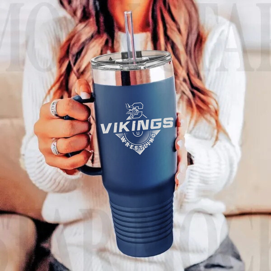 Cadillac Vikings WRESTLING 40 oz Tumbler w/Lid - NAVY