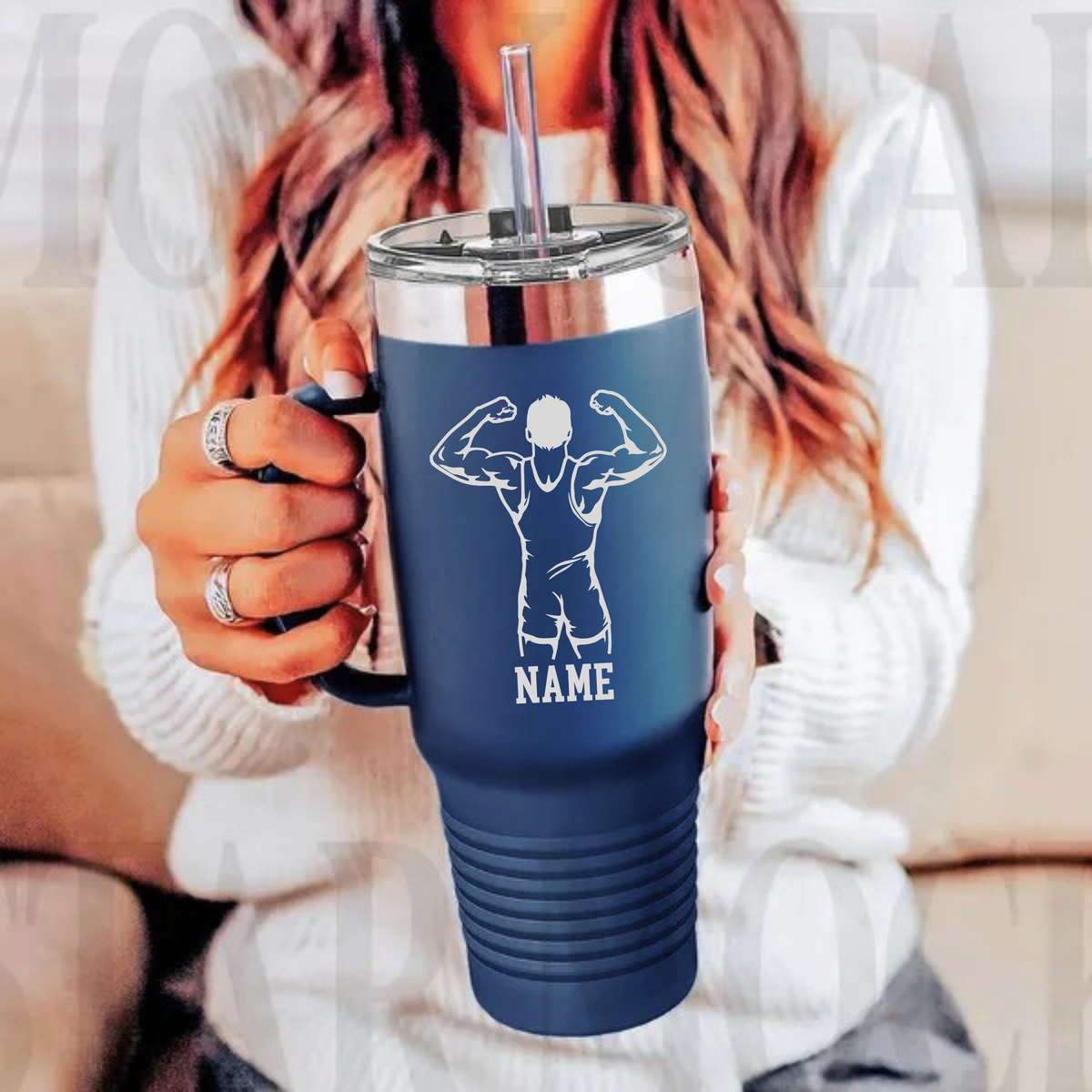 Cadillac Vikings WRESTLING 40 oz Tumbler w/Lid - NAVY