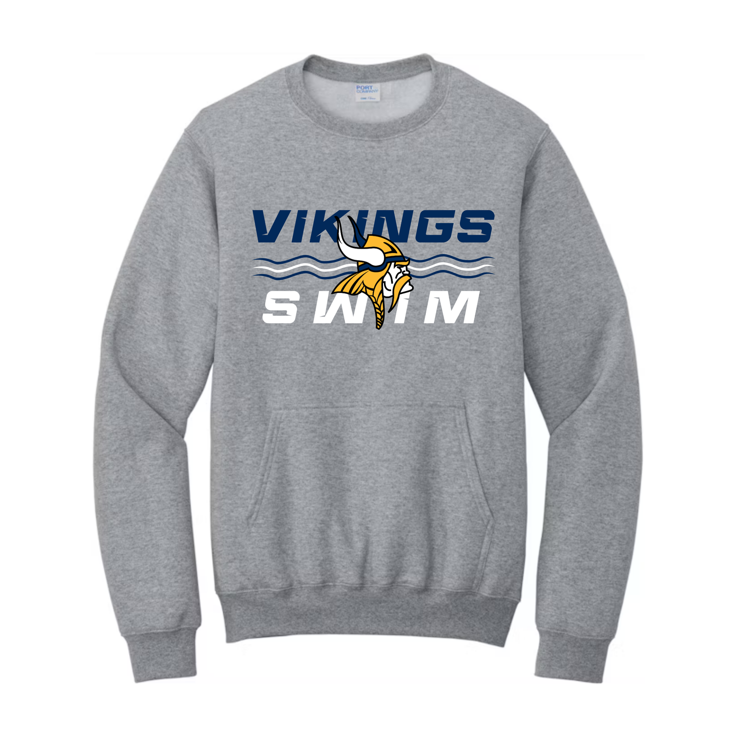 Cadillac Vikings Swim ADULT Crewneck Sweatshirt w/ Front Pocket