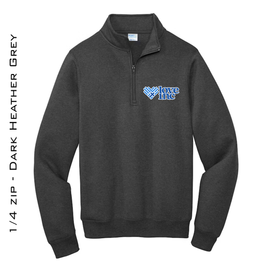 Love INC 1/4-Zip Pullover Sweatshirt - DARK HEATHER GREY
