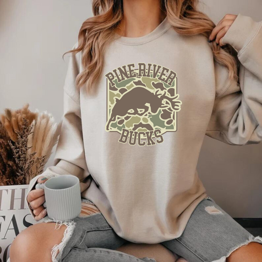 Pine River Camo Bucks Adult Crewneck Sweatshirt