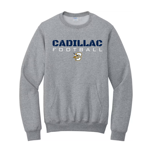 Cadillac Vikings Football ADULT Crewneck Sweatshirt w/ Front Pocket