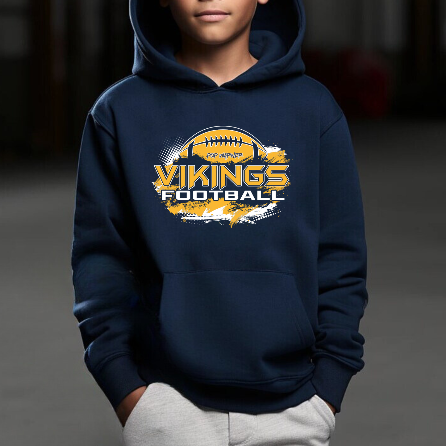 Vikings Pop Warner Football UNISEX Hoodie - NAVY