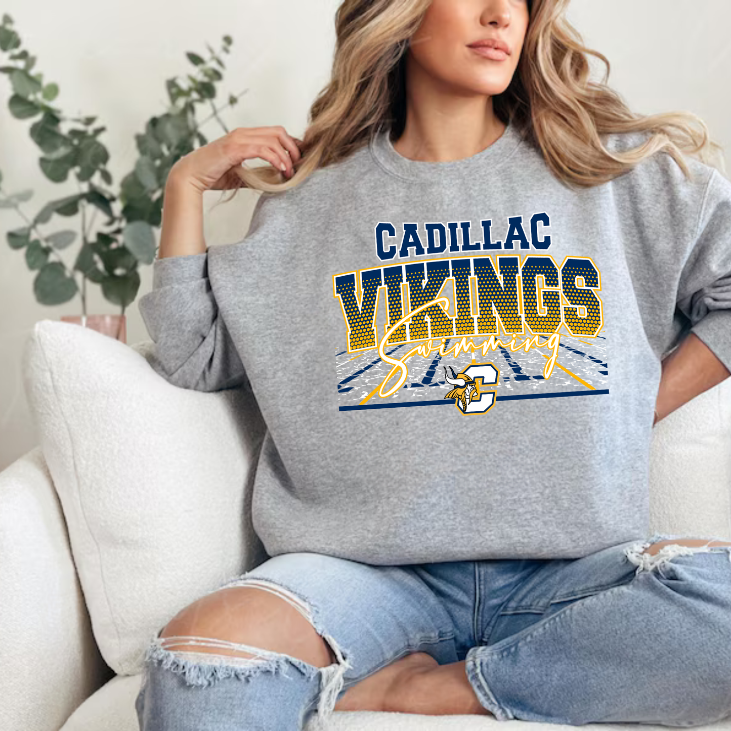 Cadillac Vikings Swim UNISEX Crewneck Sweatshirt