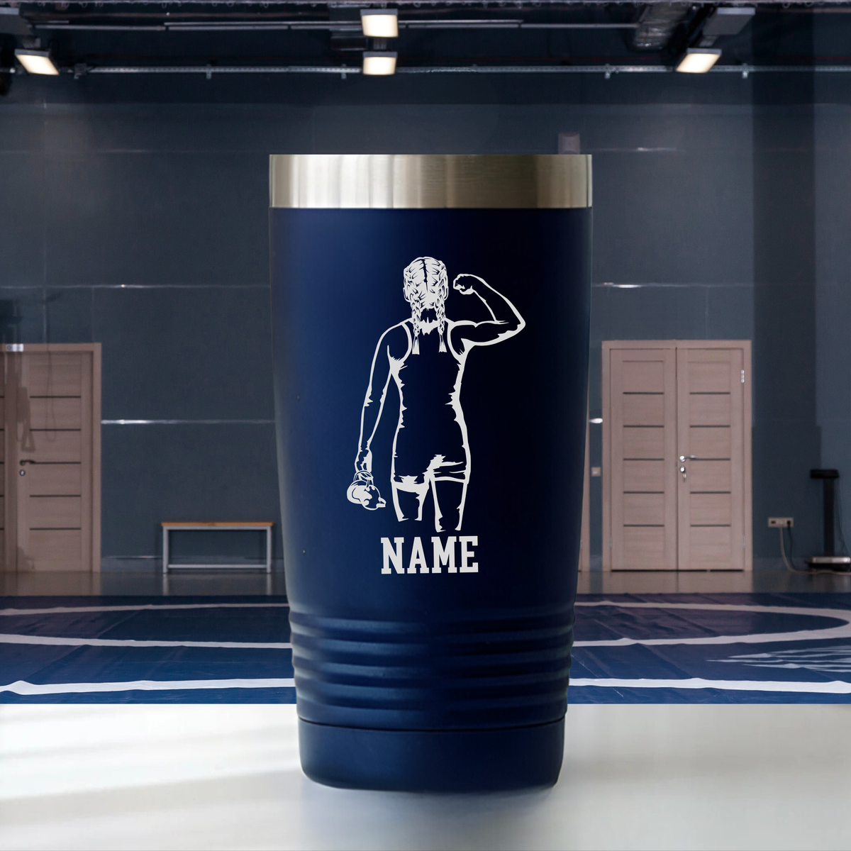 Personalized Cadillac Vikings WRESTLING 20 oz Tumbler - NAVY