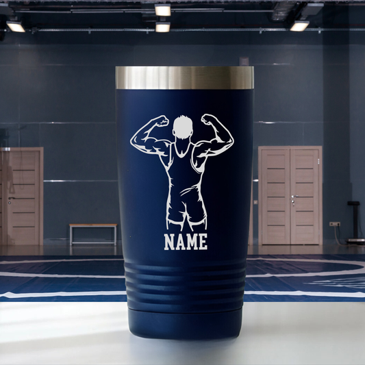 Personalized Cadillac Vikings WRESTLING 20 oz Tumbler - NAVY