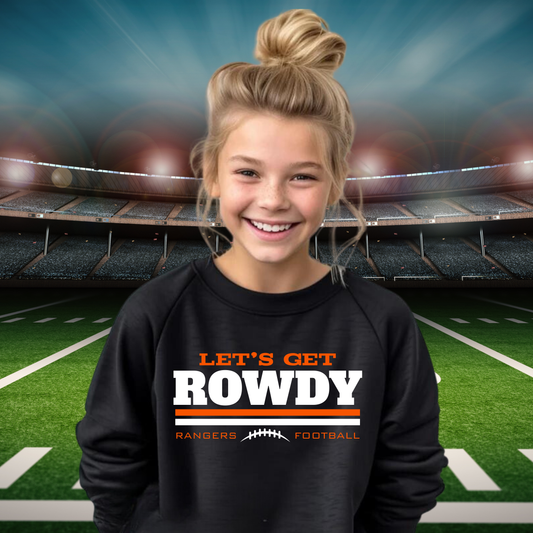 Let's Get Rowdy Manton Rangers Football YOUTH Crewneck Sweatshirt