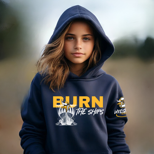 Burn the Ships Vikings Wrestling YOUTH Hoodie