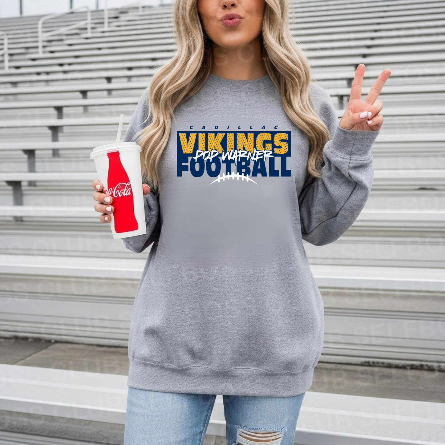 Vikings Pop Warner Football UNISEX Crewneck Sweatshirt - SPORT GREY