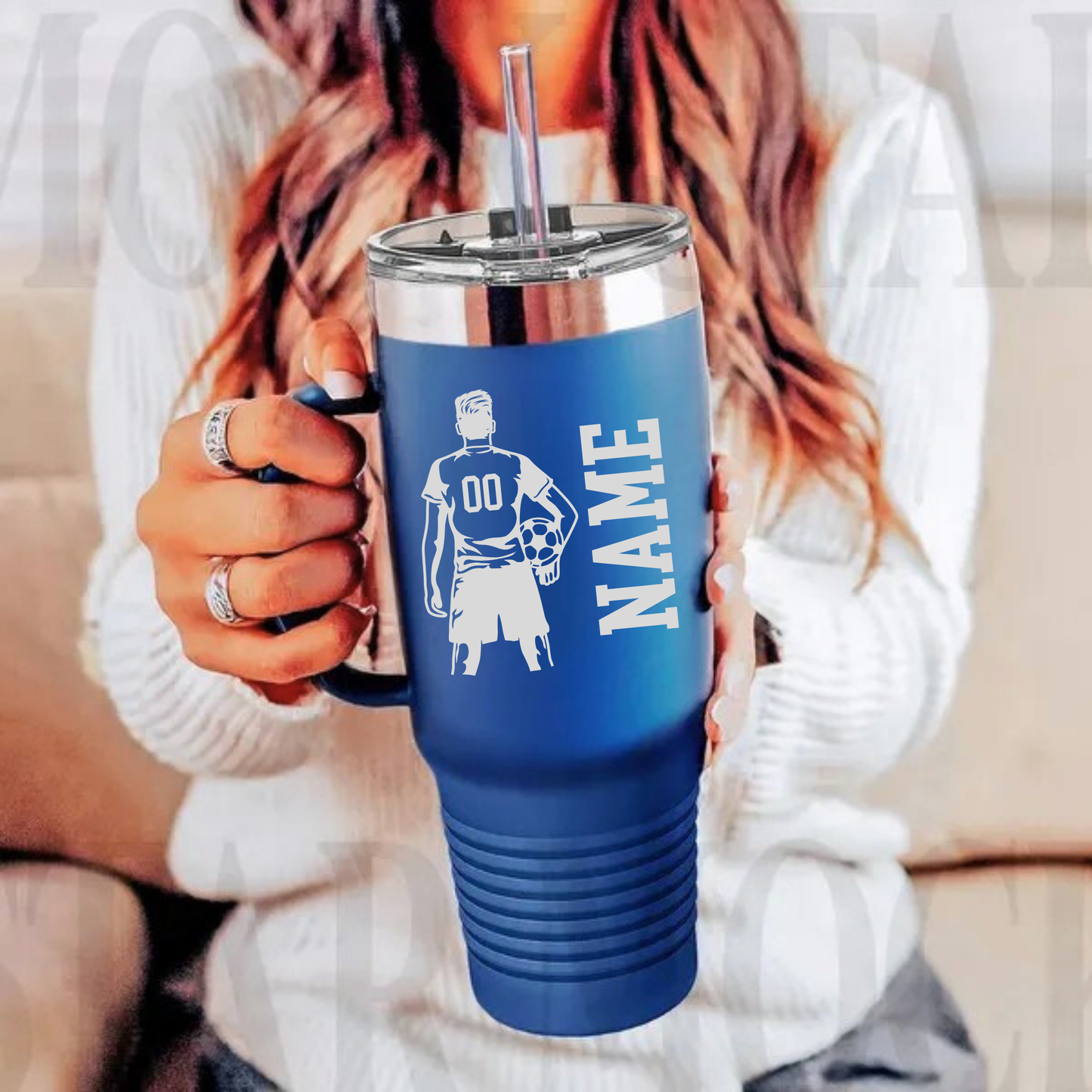 WILD Soccer Personalized 40 oz Tumbler w/Lid - ROYAL BLUE