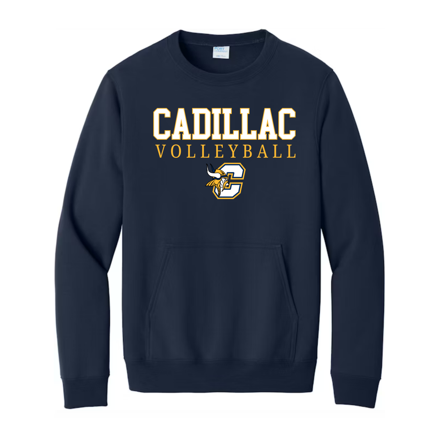 Cadillac Vikings Volleyball ADULT Crewneck Sweatshirt w/ Front Pocket