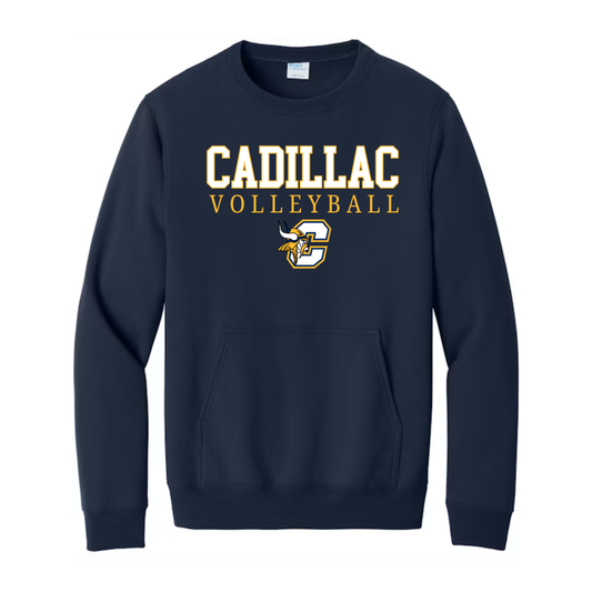 Cadillac Vikings Volleyball ADULT Crewneck Sweatshirt w/ Front Pocket