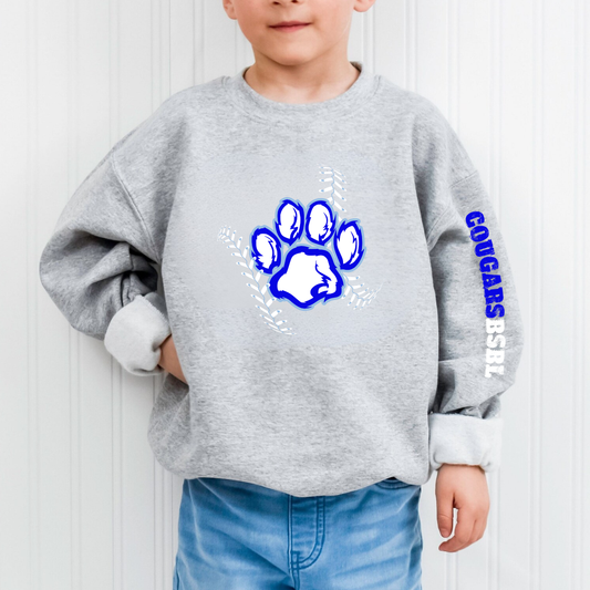 Great Lakes Cougars Baseball Unisex YOUTH Crewneck Sweatshirt