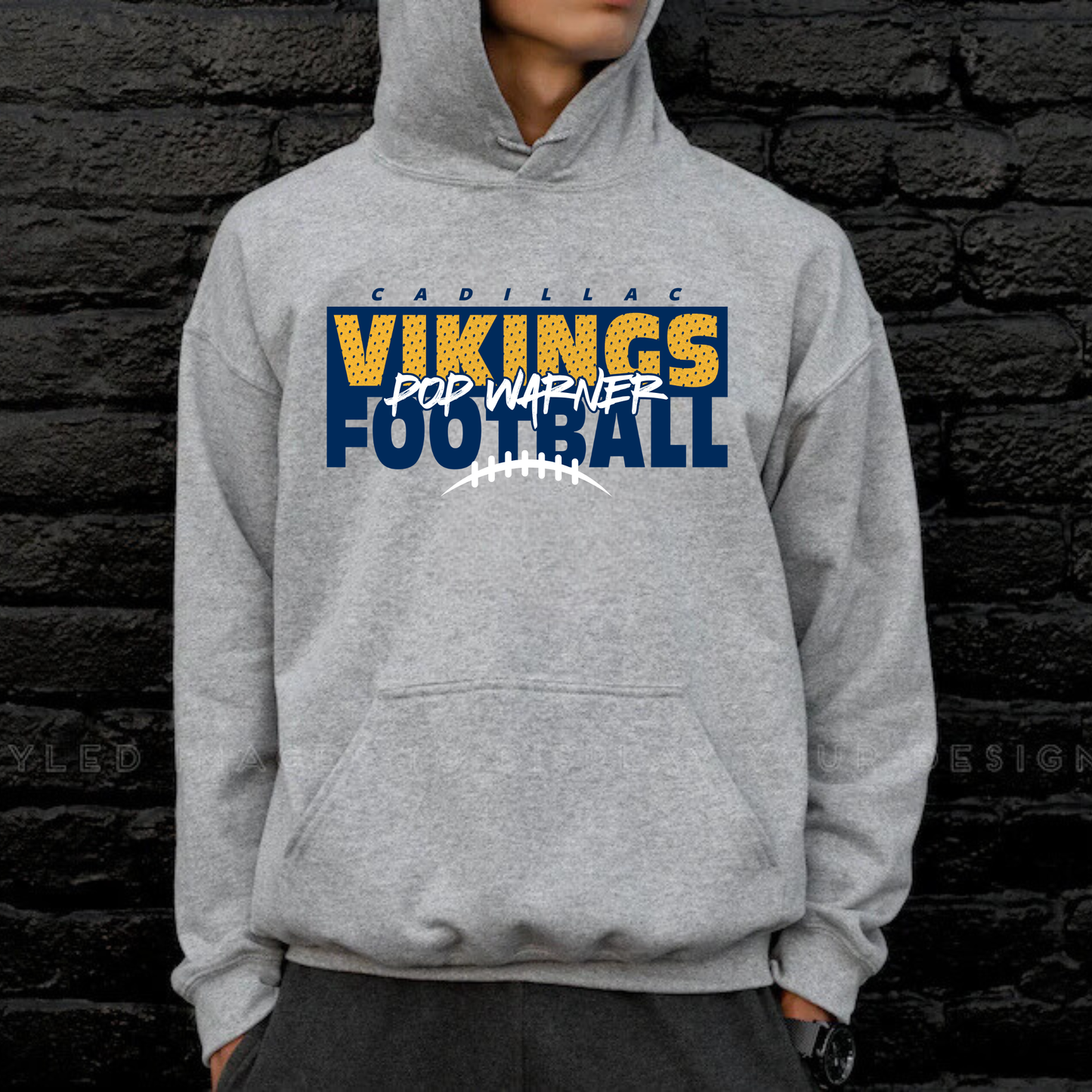 Vikings Pop Warner Football UNISEX Hoodie - SPORT GREY