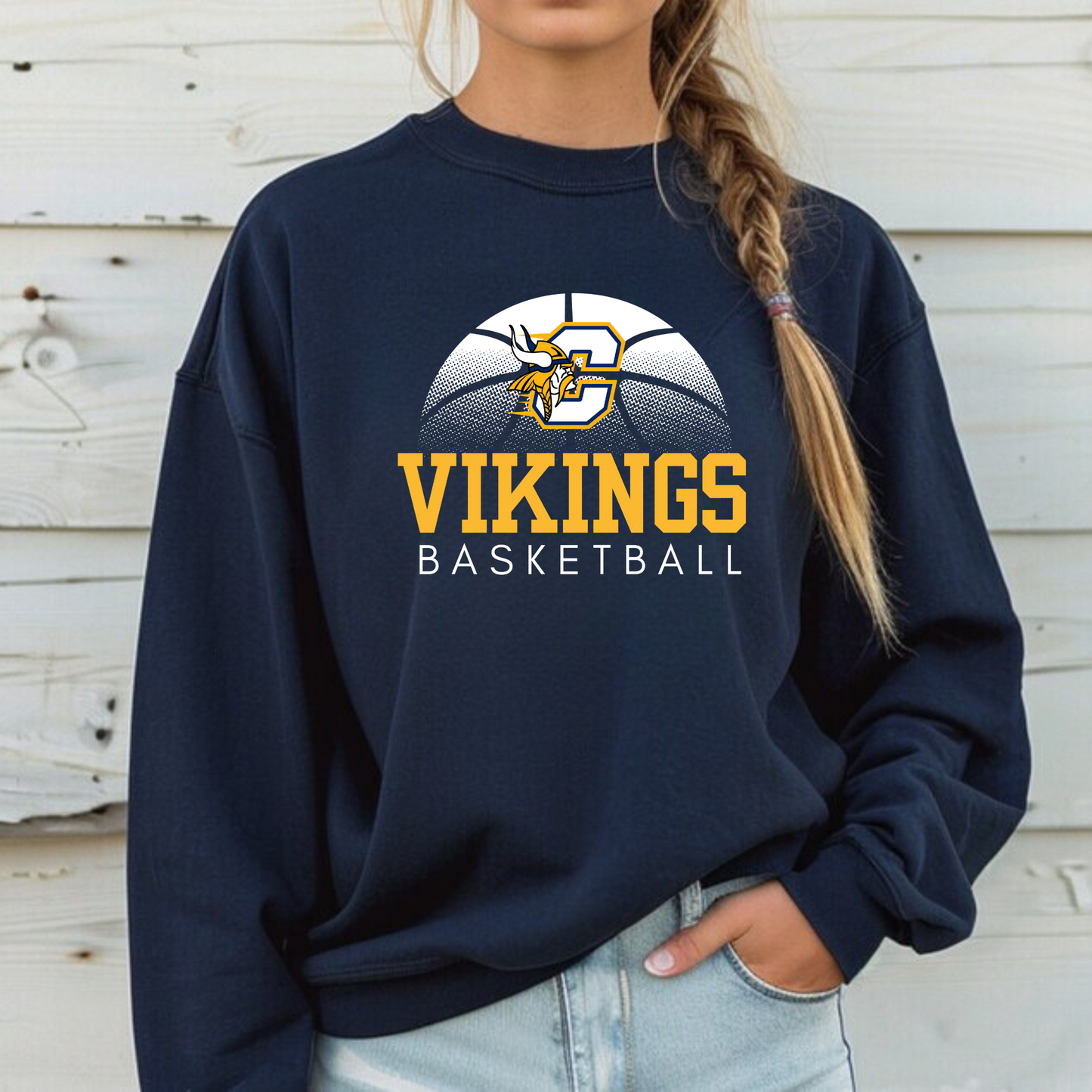 Cadillac Vikings Basketball ADULT Crewneck Sweatshirt