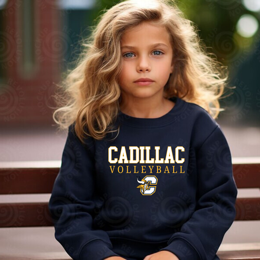 Cadillac Vikings Volleyball YOUTH Crewneck Sweatshirt