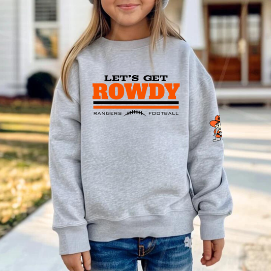 Let's Get Rowdy Manton Rangers Football YOUTH Crewneck Sweatshirt