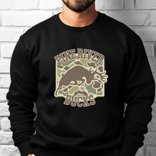 Pine River Bucks Camo Adult Crewneck Sweatshirt