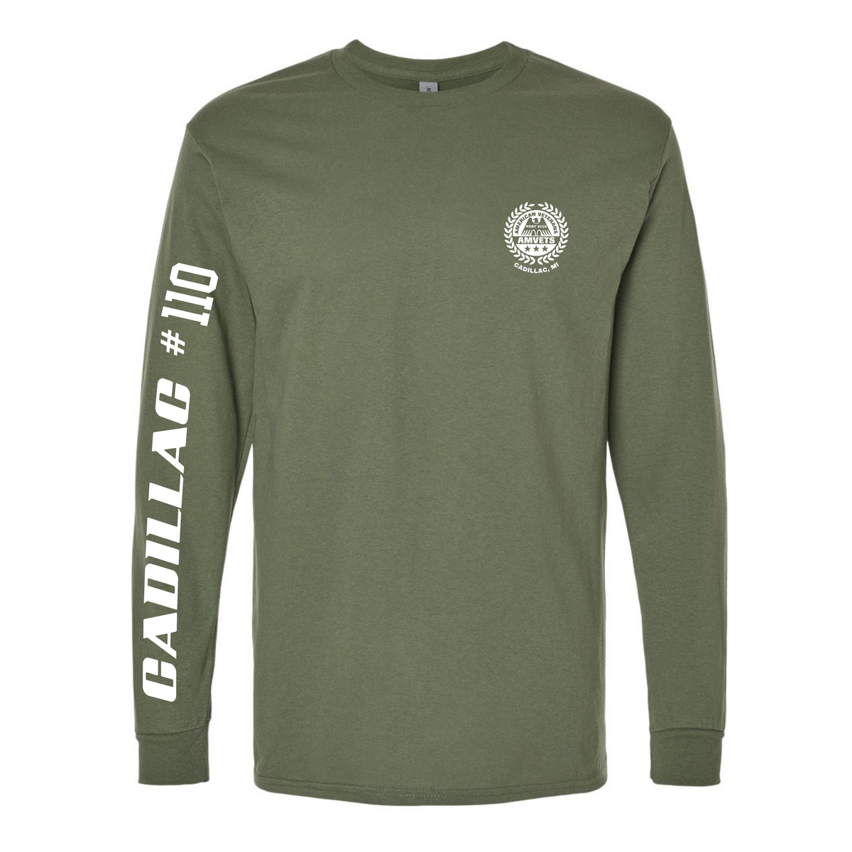 AMVETS Post #110 Long-Sleeve T-Shirt (G540) - MILITARY GREEN
