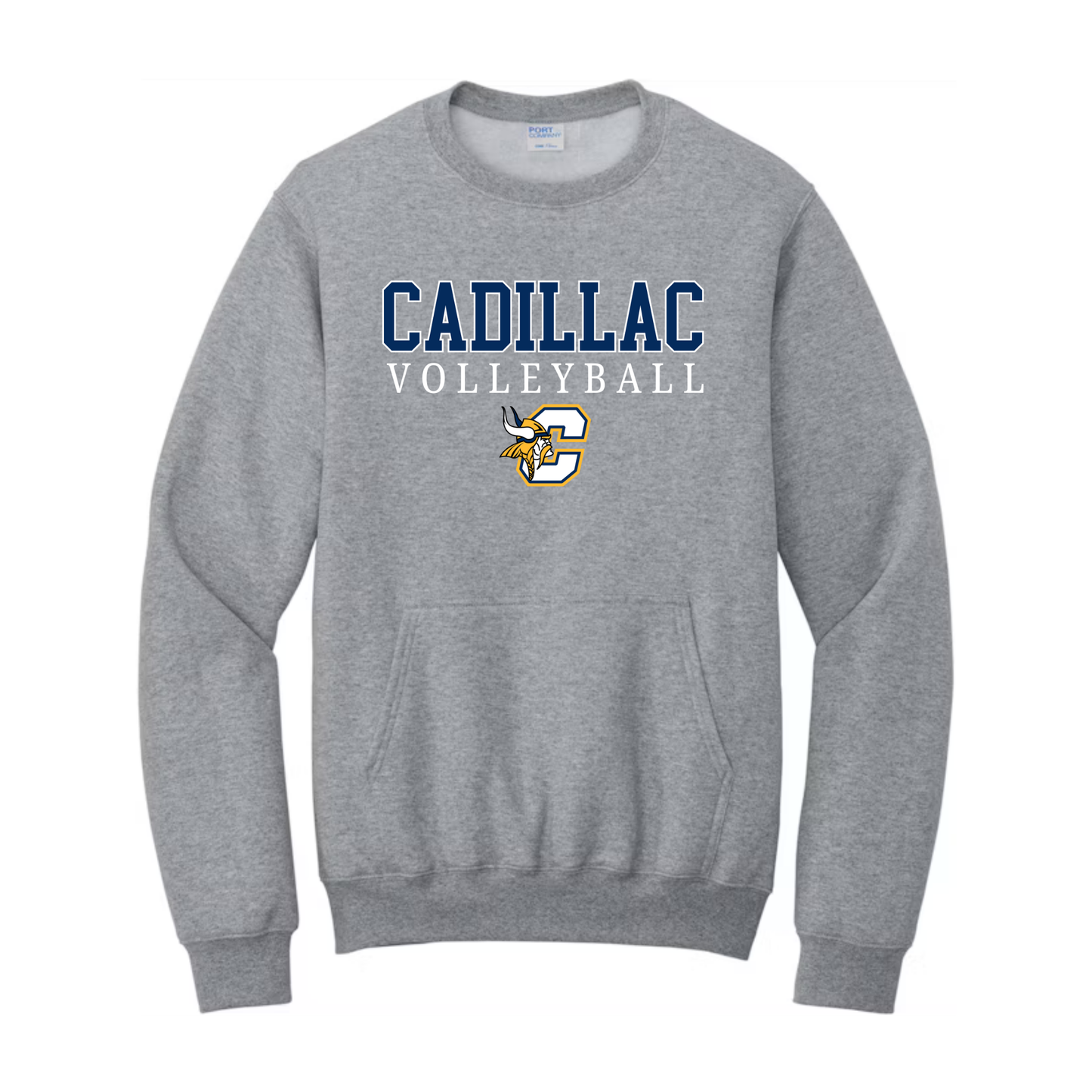 Cadillac Vikings Volleyball ADULT Crewneck Sweatshirt w/ Front Pocket