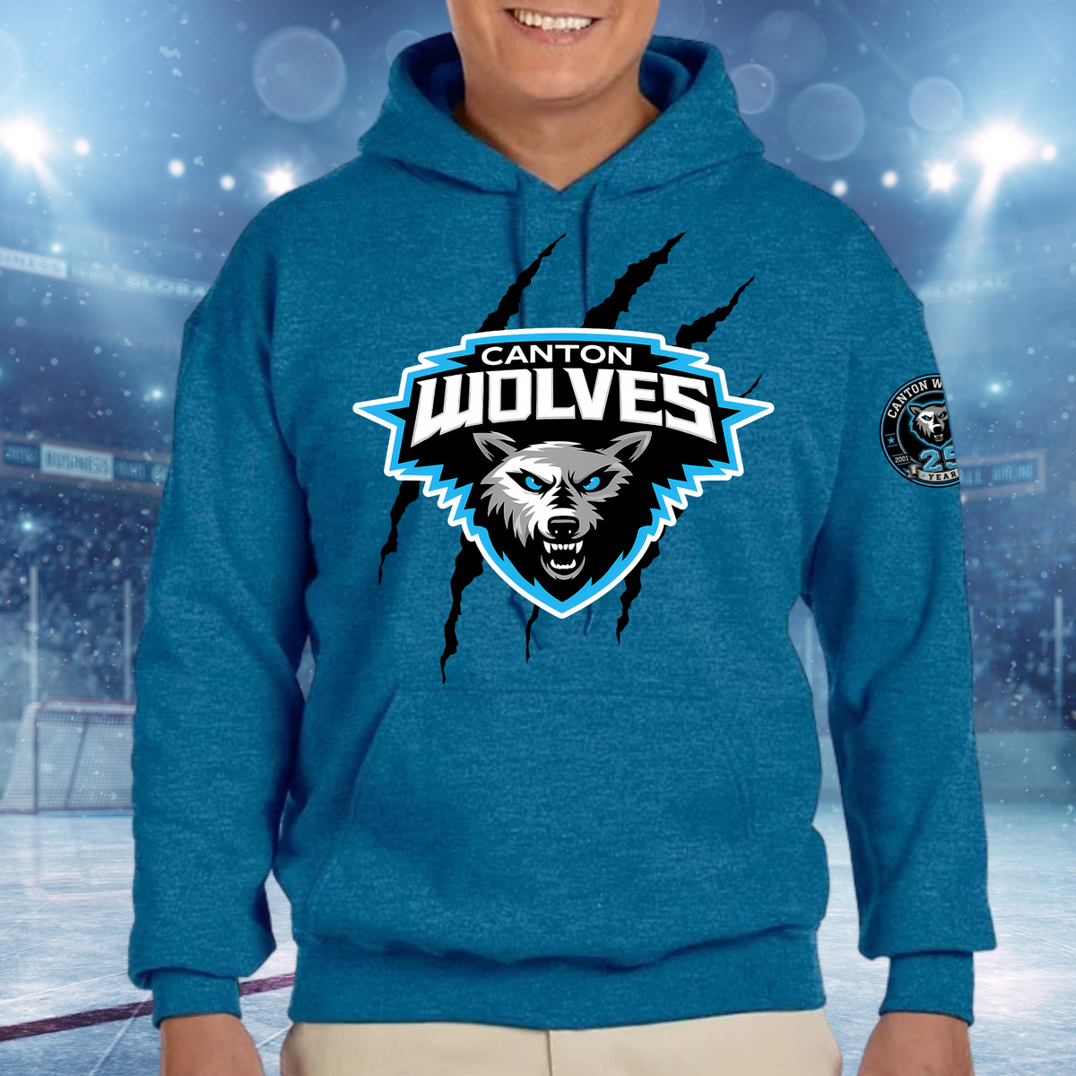 Canton Wolves Hockey UNISEX Hoodie - HEATHERED BLUE