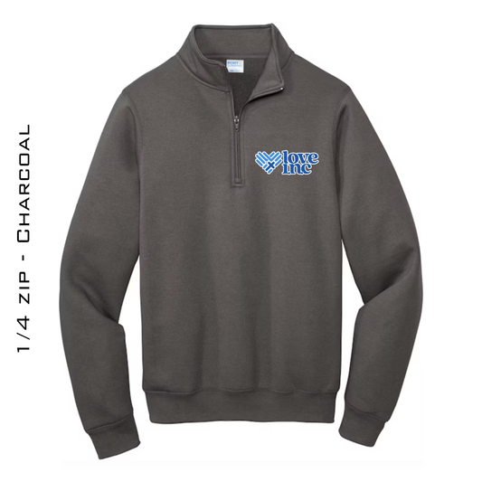Love INC 1/4-Zip Pullover Sweatshirt - CHARCOAL
