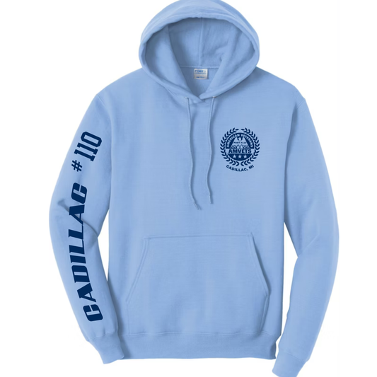 AMVETS Post #110 Hoodie (PC78H) - LIGHT BLUE