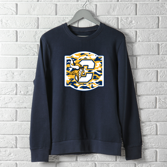 Cadillac Vikings Camo Adult Crewneck Sweatshirt