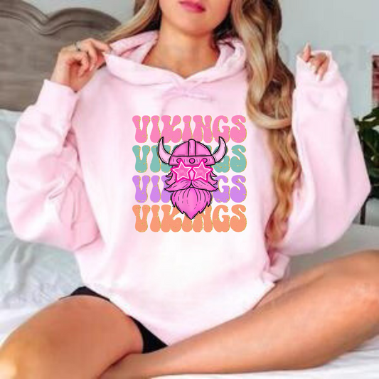 Retro Viking Pink Adult Hoodie