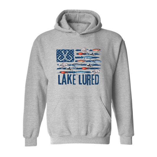 Lake Lured Fishing Lure Flag Adult Hoodie