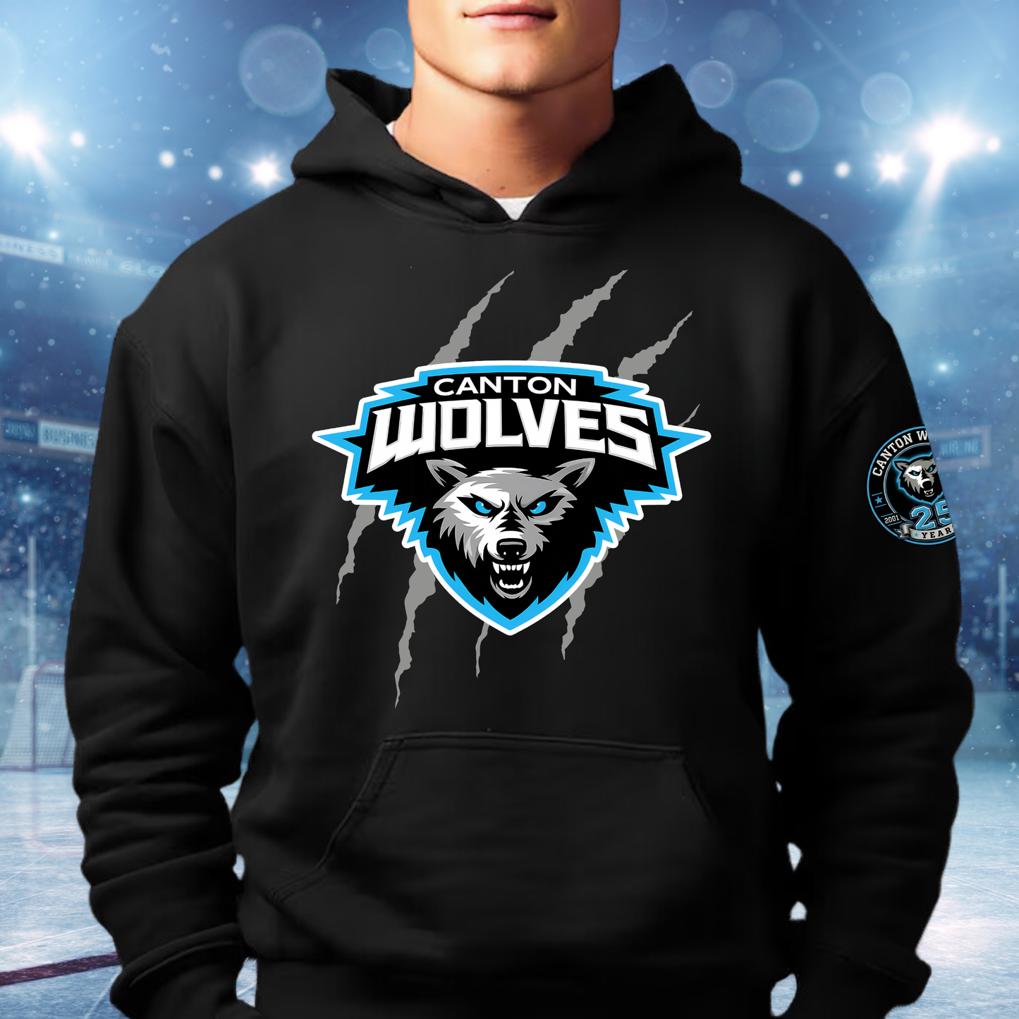 Canton Wolves Hockey UNISEX Hoodie - BLACK