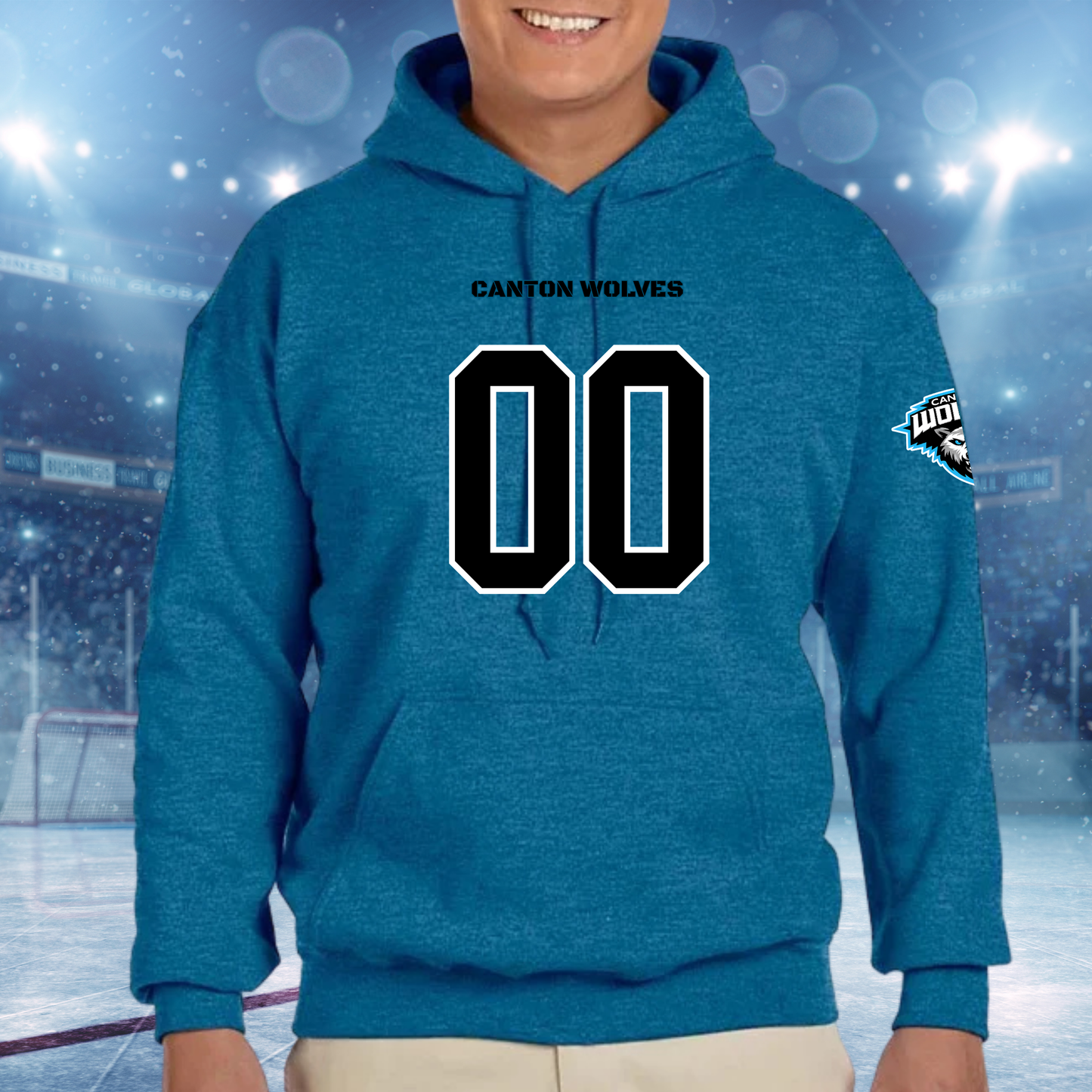 Canton Wolves Hockey Game Day UNISEX Jersey Hoodie - HEATHERED BLUE
