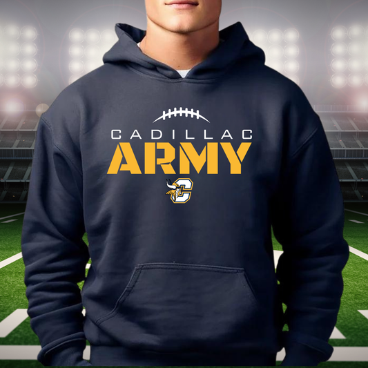 Cadillac ARMY Vikings Football ADULT Hoodie