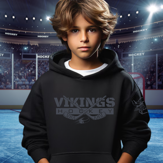BLACKOUT Cadillac Vikings Hockey Unisex YOUTH Hoodie