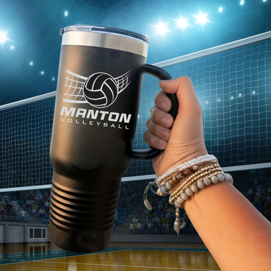Manton Rangers Volleyball 40 oz Tumbler w/Lid - BLACK