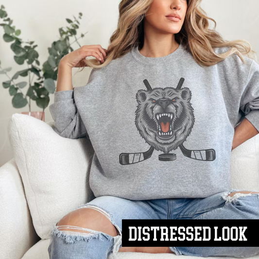 Northern Michigan Black Bears Hockey ADULT Crewneck Sweatshirt (Distressed)