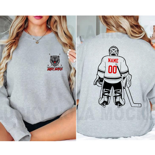 Personalized Goalie Black Bears Hockey ADULT Crewneck Sweatshirt
