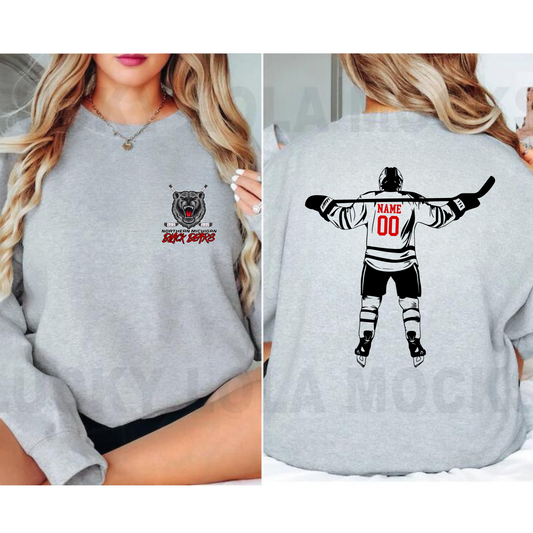Personalized Player Black Bears Hockey ADULT Crewneck Sweatshirt
